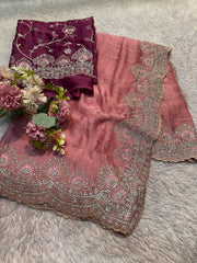RoyalDesigner-Contrast Flowers-Saree